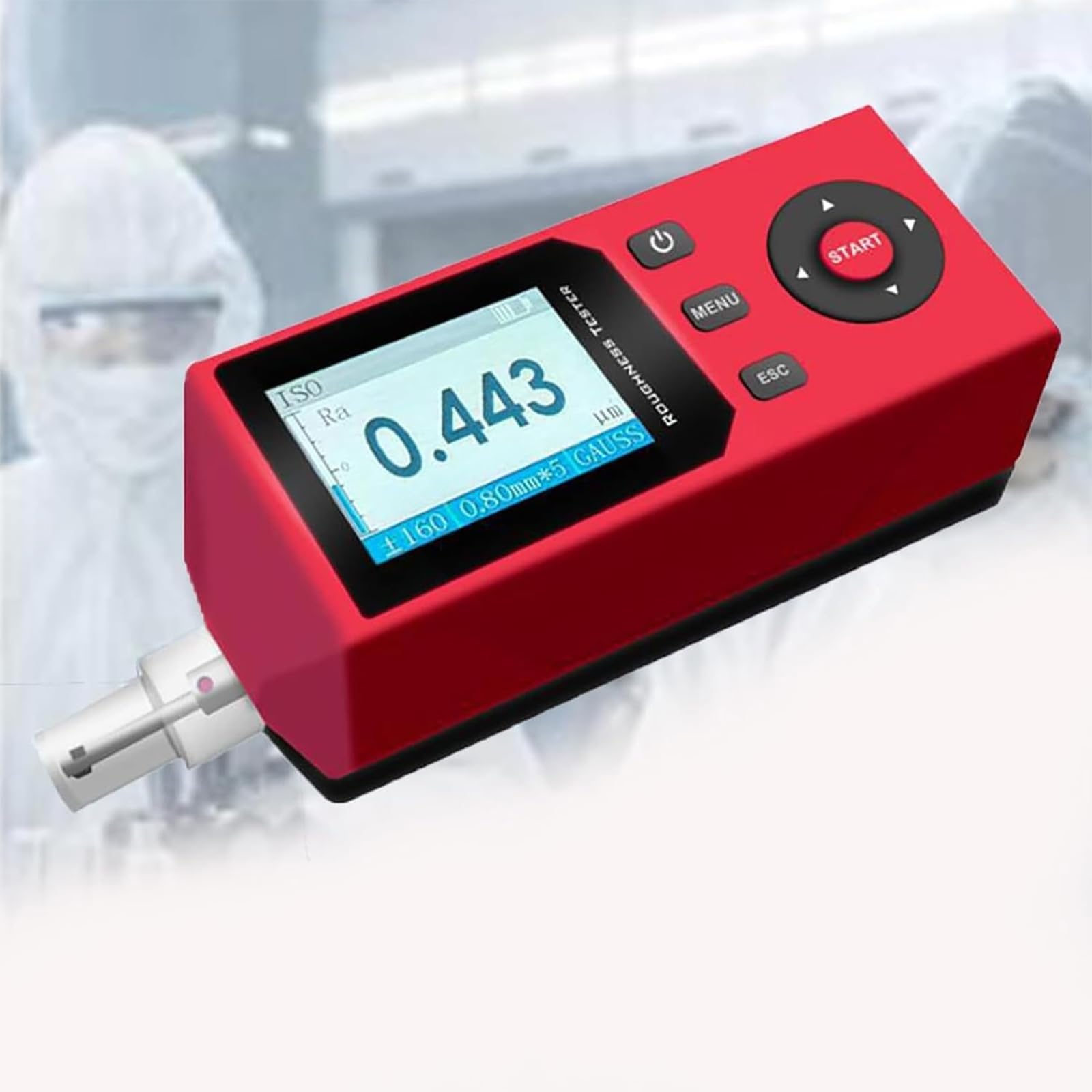 Rugosimetro Portatile, Profilometro Portatile con Display IPS, 14 Parametri di Rugosità, Intervallo di Misura: 320 Μm, 500 Set di Dati, per Lavorazioni Meccaniche E Produzione