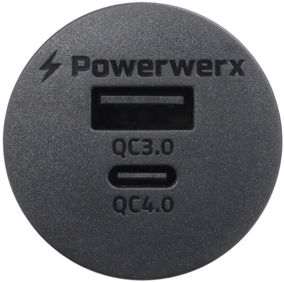Powerwerx Panel Mount Combination USB QC3.0 and USB Type-C QC4.0 Fast Device Charger