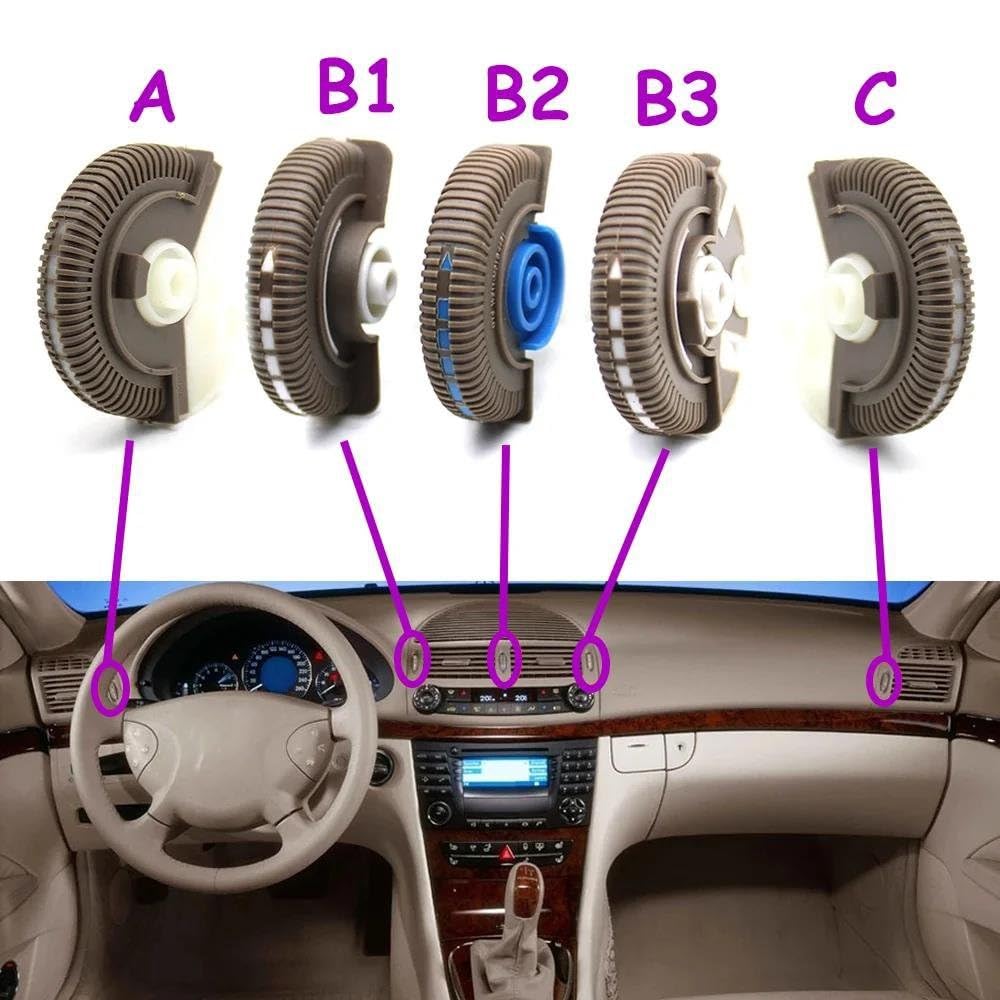Bocchetta Aria Condizionata Manopola A Rullo Base Condizionatore D'aria Anteriore Ac Vent Per Mercedes Per Benz Classe E W211 E230 E280 2003-2008 2118300054 Bocchetta Aria Auto(Gray-A and C)
