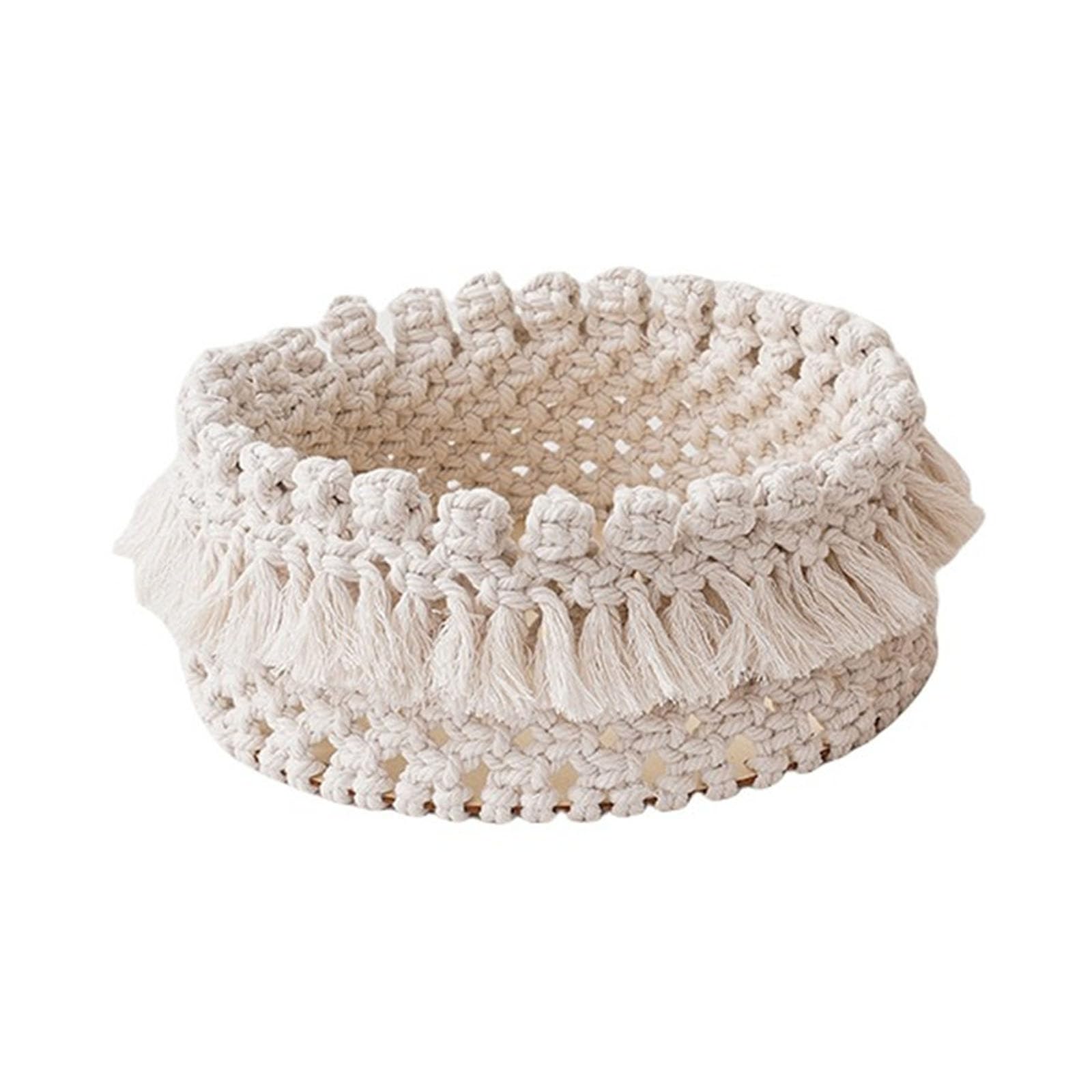 Tsophreniq Delicate Woven Cotton Rope Baskets Storage Organizer Basket for Bedroom Room Study and Bathroom Cotton Rope Storage Baskets