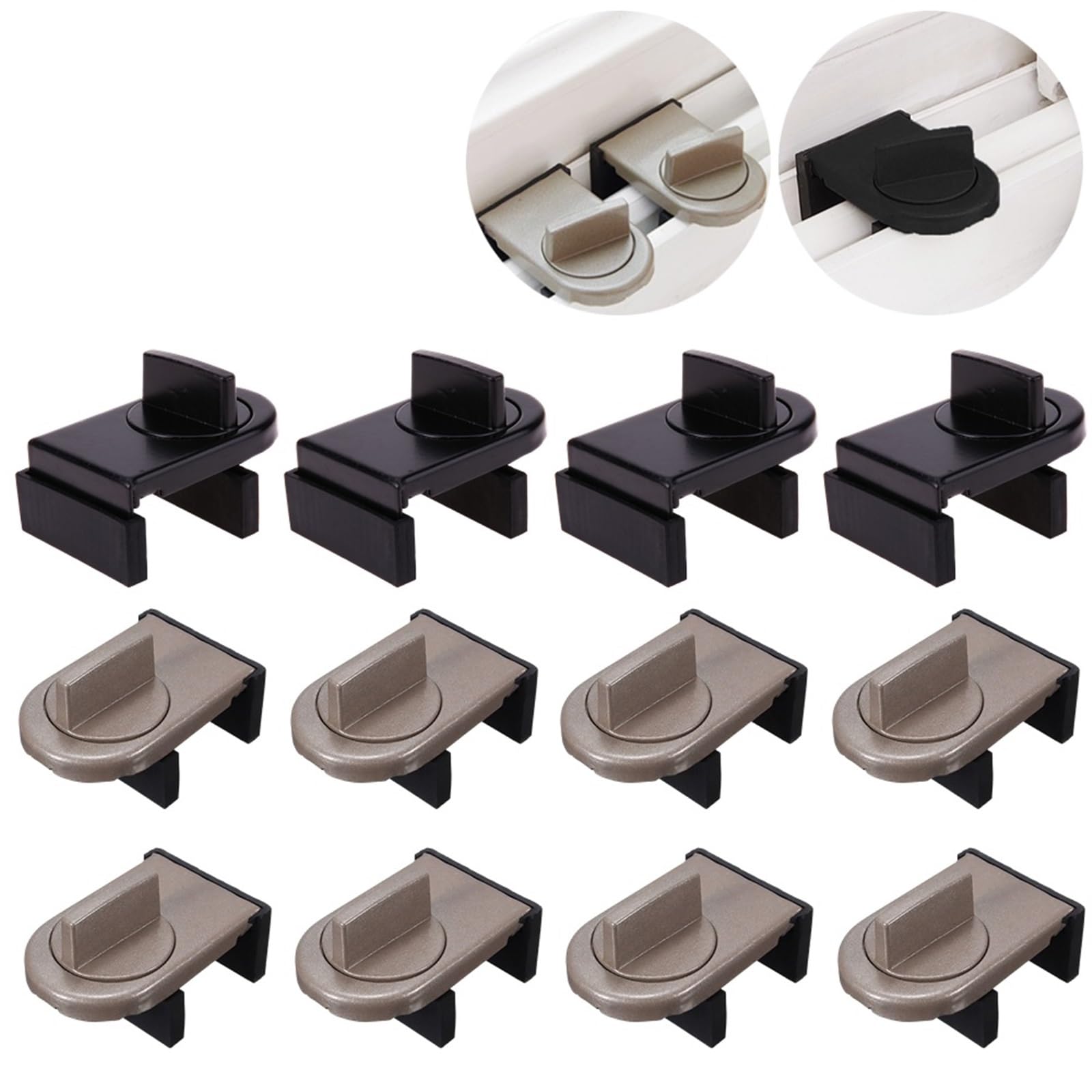 Serrure de porte coulissante et fenêtre, bouchon de ceinture coulissante, serrures d'armoire, sangles de restriction de porte, serrure de sécurité for bébé et enfant, 1 pièces(4PCS Black)