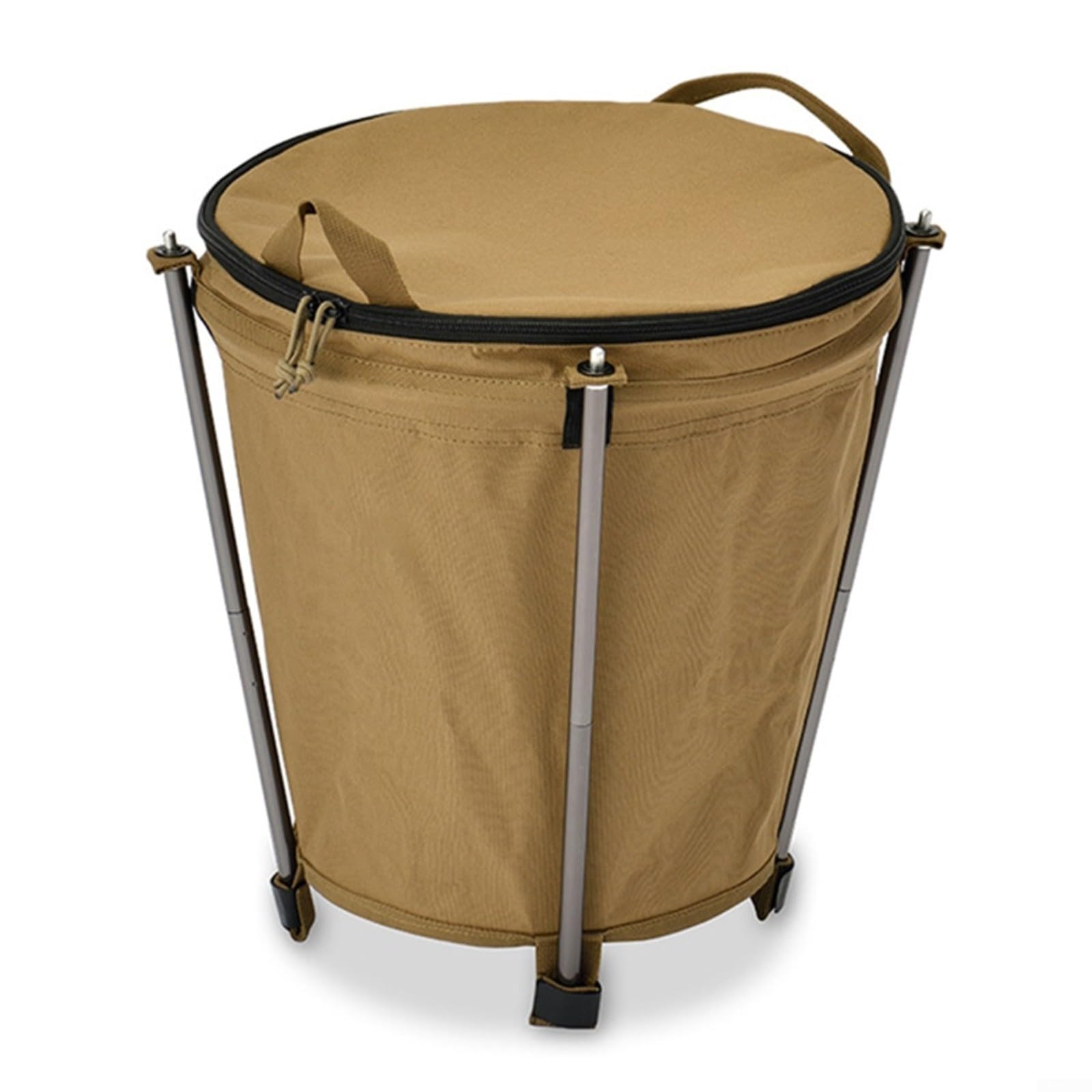 Pattumiera pieghevole da 20 l, per campeggio e picnic, cestino per rifiuti portatile pieghevole con tessuto Oxford 600D, cachi