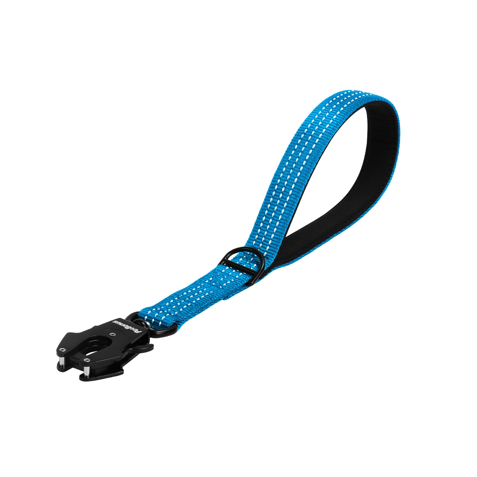 PetBonus Heavy Duty Short Dog Lead, Nylon Traffic Lead with Quick Release Clip, Comfortable Padded Handle, Reflective Training Leash for Medium Large Dogs (Light Blue, 30 cm)