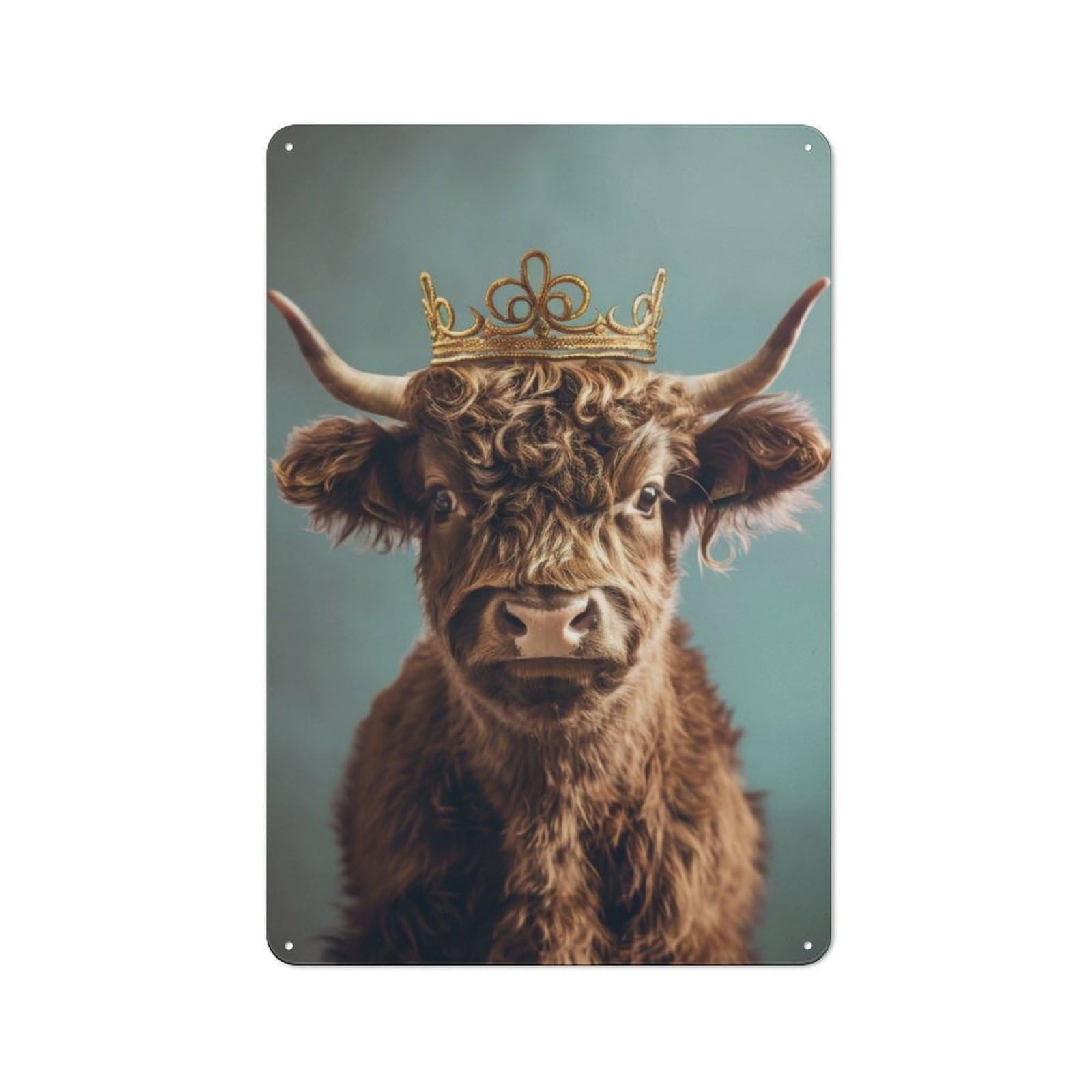 Junmoney Yak King Pastel Crown Tin Wall Plaque 30X20cm With For Hallway Wall, For Home Interiors, Feature Walls And Decorative Displays