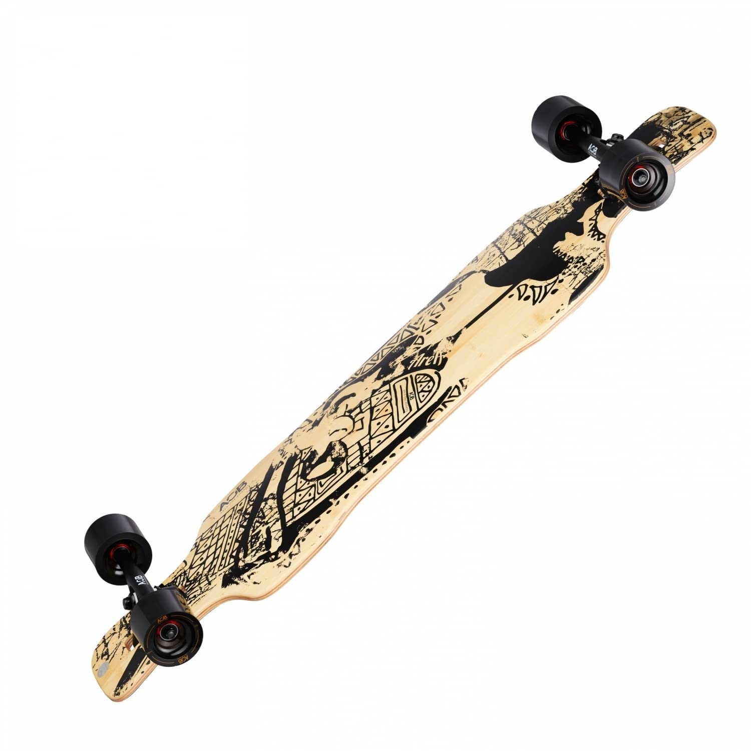 AOB Longboard Tribal Curves - Longboard pour tous les âges - Montage Drop Thru - Longboard