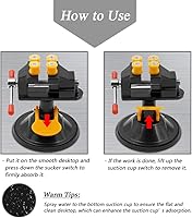 Vista 6 de Mesee Mini prensa universal de taladro con ventosa, tornillo de banco de mesa de ajuste rápido de 360 grados, para joyería, reloj nuclear
