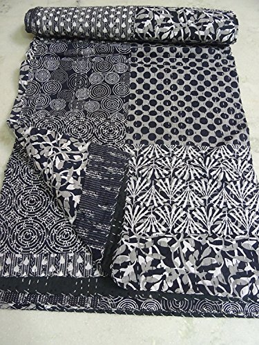 Sophia-Art Indian Kantha Suzani Print Quilt Vintage Hand Block Printed Kantha Quilt, Patchwork Cotton Bedspread, Made (Multi)
