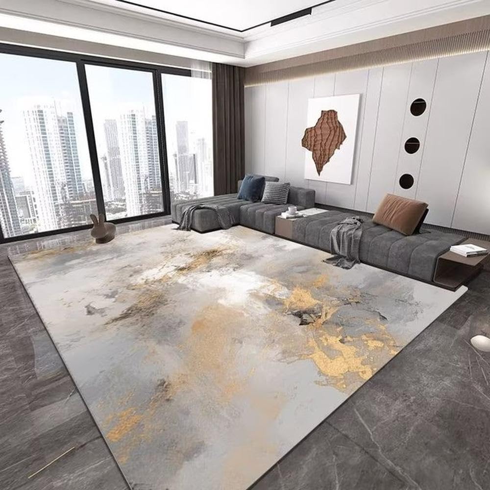 Tapis de salon de luxe abstrait en flanelle épaisse 80x120cm pour chambre moderne