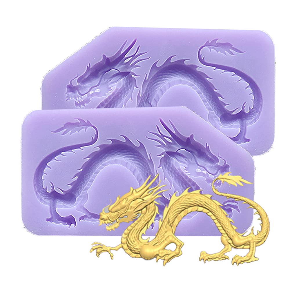 Gulinaza Flying Dragon Fondant Silicone Molds for DIY Cake Fondant Biscuit Cookies Soap Sugar Pudding Chocolate Hard Candies Dessert Candle Decor