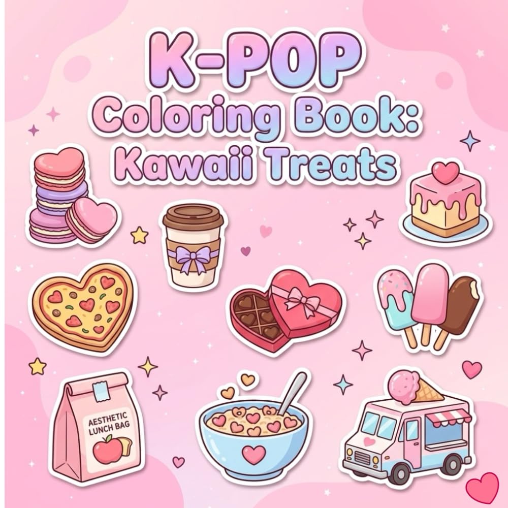 K-POP Coloring Book: Kawaii Treats: Bold and Easy Aesthetic Food and Snacks for Relaxing Coloring (Ultimate K-POP Coloring Collection.)