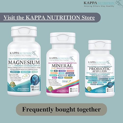 Miniatura 3 de (150 cápsulas), 2,253 mg por porción, proporcionando 420 mg de magnesio elemental, L-treonato, quelato de bisglicinato, malato, de Kappa Nutrition.