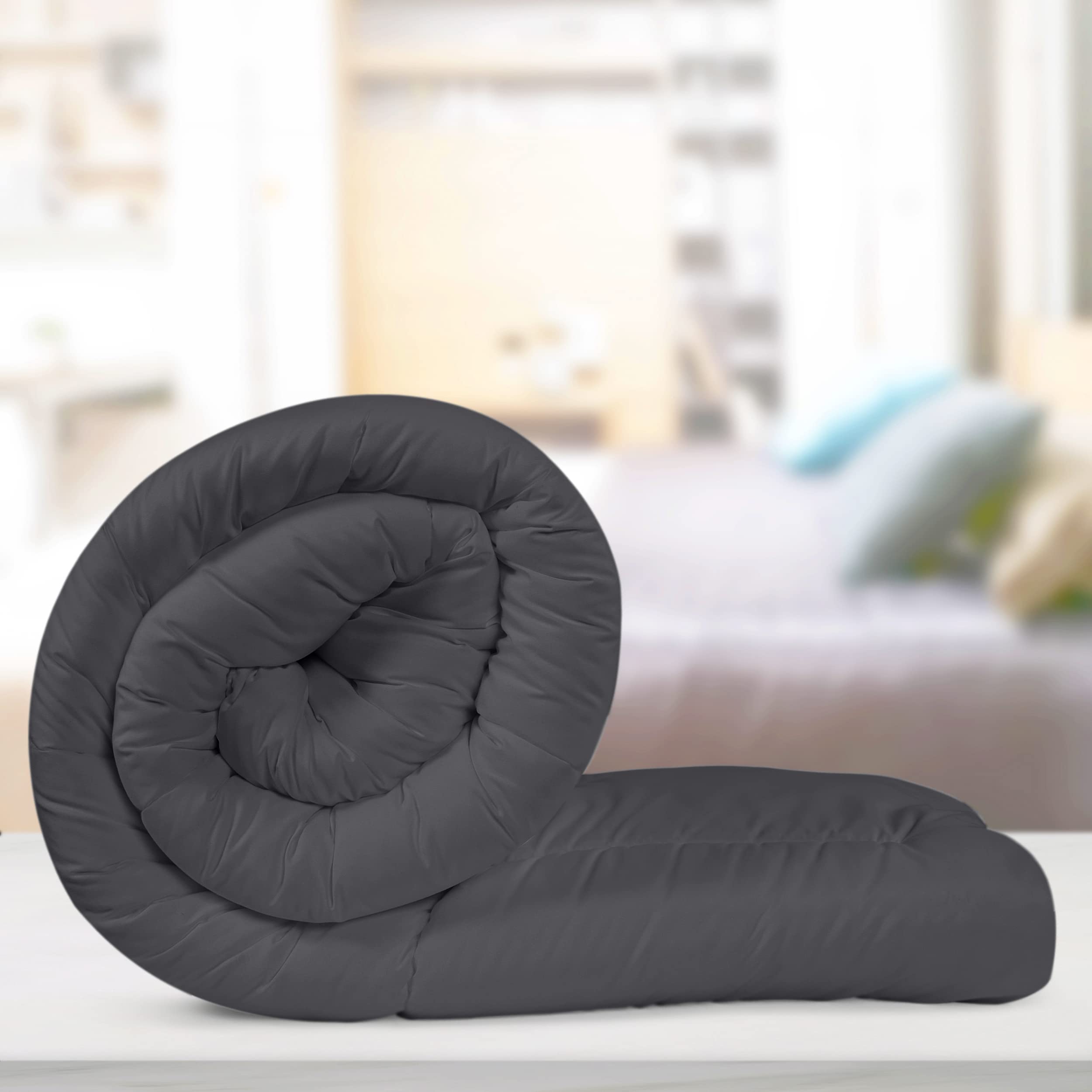 Utopia Bedding Piumone 200 x 220 cm 370 gsm, Piumino Una Piazza e Mezza, Piumino Letto Una Piazza e Mezza, Trapunta Una Piazza e Mezza 100% Microfibra (Grigio)