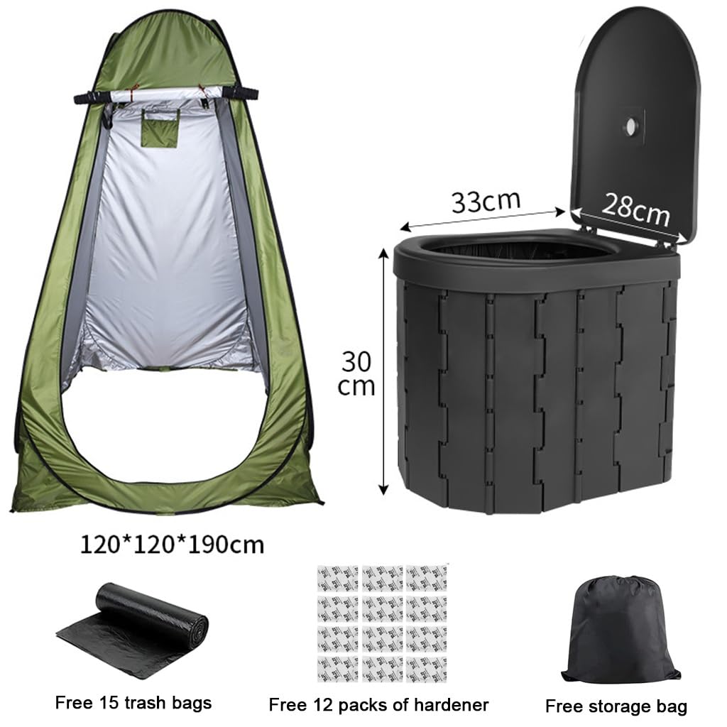 Toilette da Campeggio Portatile per Adulti - WC Pieghevole Portatile con Coperchio,Vaso Portatile da Viaggio per Adulti, Toilette Auto