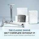 LetsShave Pro Signature DE Safety Razor for Men (+10 Blades, 1 Alum Bar) | Double Edge Classic Razor with Stainless Steel Blades | Premium Metal Handle for Precision & Control | Traditional Single Blade Shaver gallery image