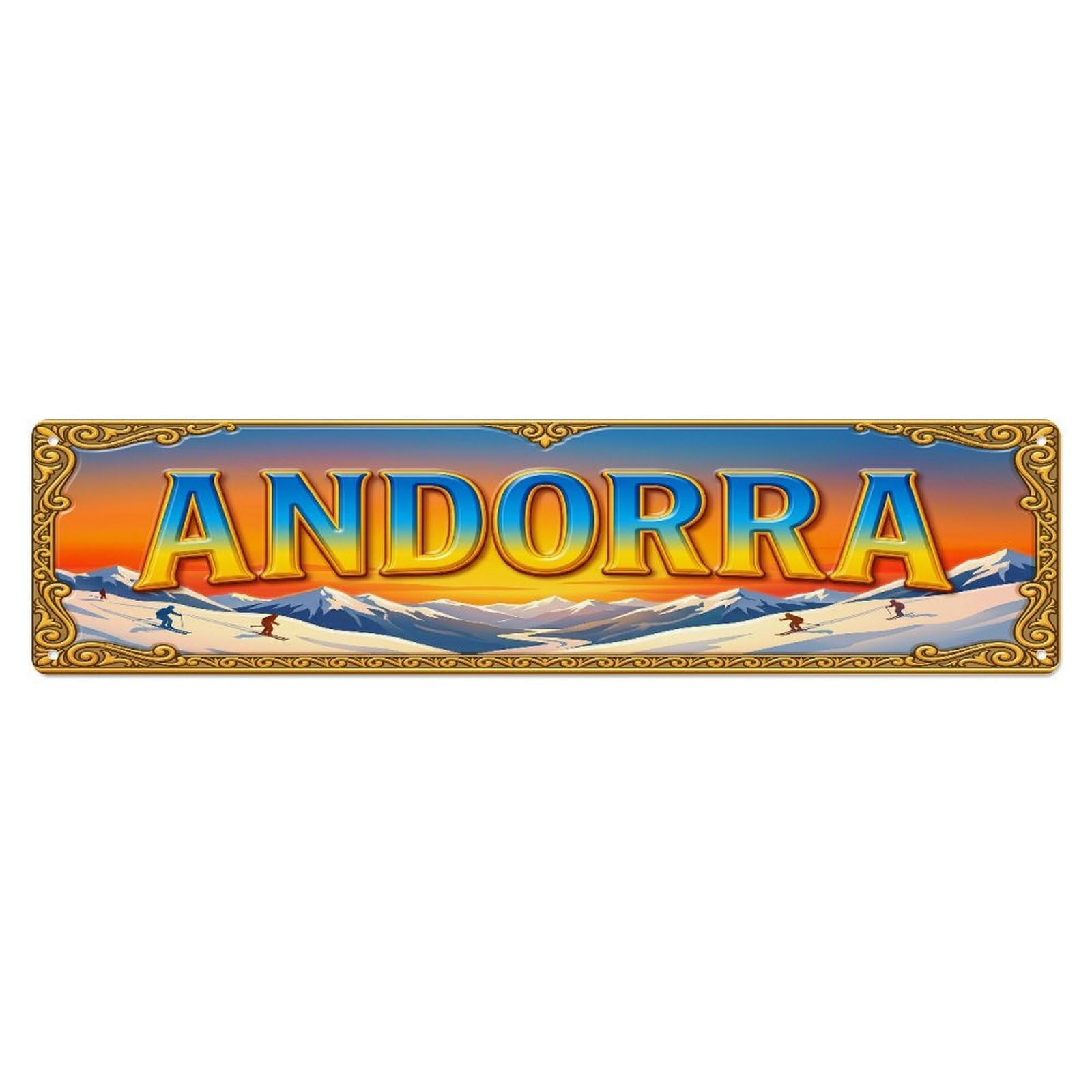 Xanthor Style Metal Tin Sign Vintage Andorra Travel Flag Pattern