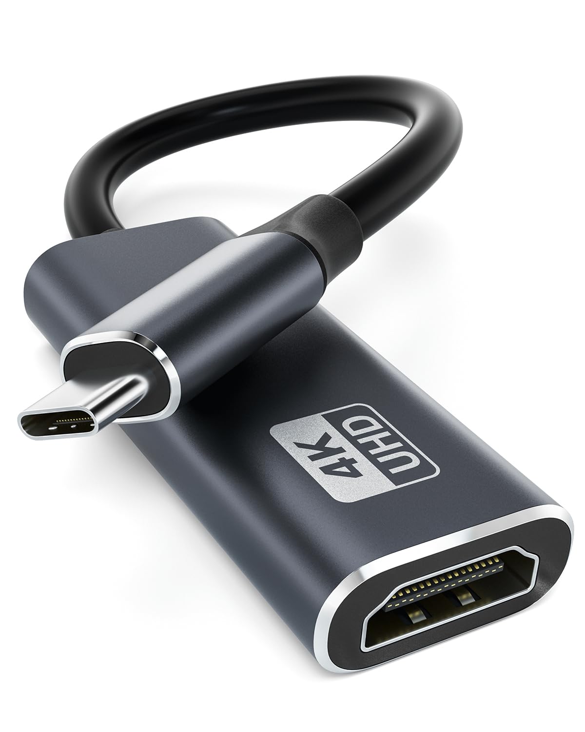 USB C auf HDMI Adapter, USB C HDMI 4K Adapter Kompatibel mit Thunderbolt 3/4, Video Audio Ausgang für iPhone 15/16/17, MacBook Pro/Air, Pixelbook, XPS,Galaxy S/Note, Surface Pro, Dell XPS