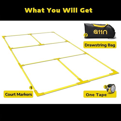 Miniatura 6 de A11N Kit de marcado de cancha de pickleball - Líneas de límite temporales de pickleball en dimensiones estándar de la cancha, no requiere medición,