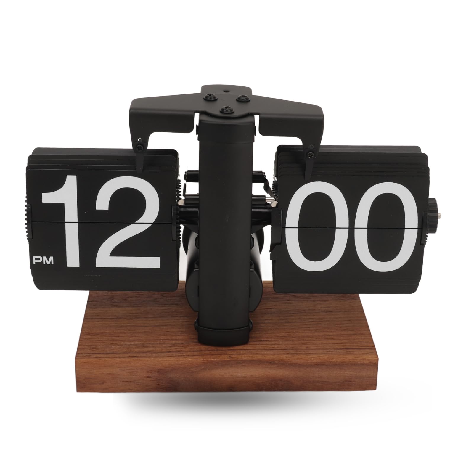 HERCHR Reloj con Tapa, Reloj De Escritorio con Tapa Retro, Reloj Mecánico Digital con Tapa hacia Abajo, Reloj De Mesa con Tapa Automática, Reloj Mecánico con Pilas para Decoración De(Negro Mate)