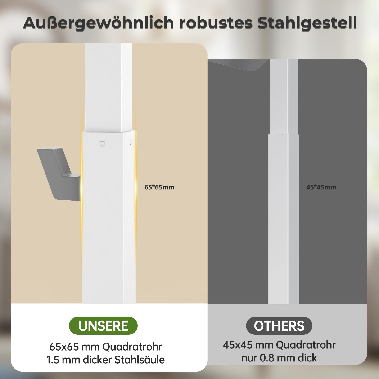 Gibbon Mounts Höhenverstellbar Schreibtisch, Mobiler Laptoptisch mit Rollen | Tragbarer weißer Stehpult 70x52cm mit abgerundeter Tischplatte, Getränkehalter, Schlitz und Haken, 4 feststellbare Lenkrollen