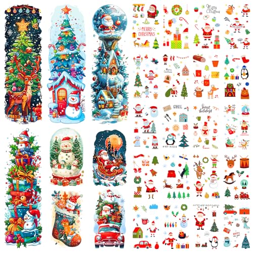 Acevegue Geschenke Weihnachten,36 Blätter Weihnachten Tattoos Erwachsene Kinder,3D Weihnachten Kleinigkeiten Aufkleber Sticker,Lustige Geschenke Weihnachten Mitgebsel Deko Weihnachten Kinder