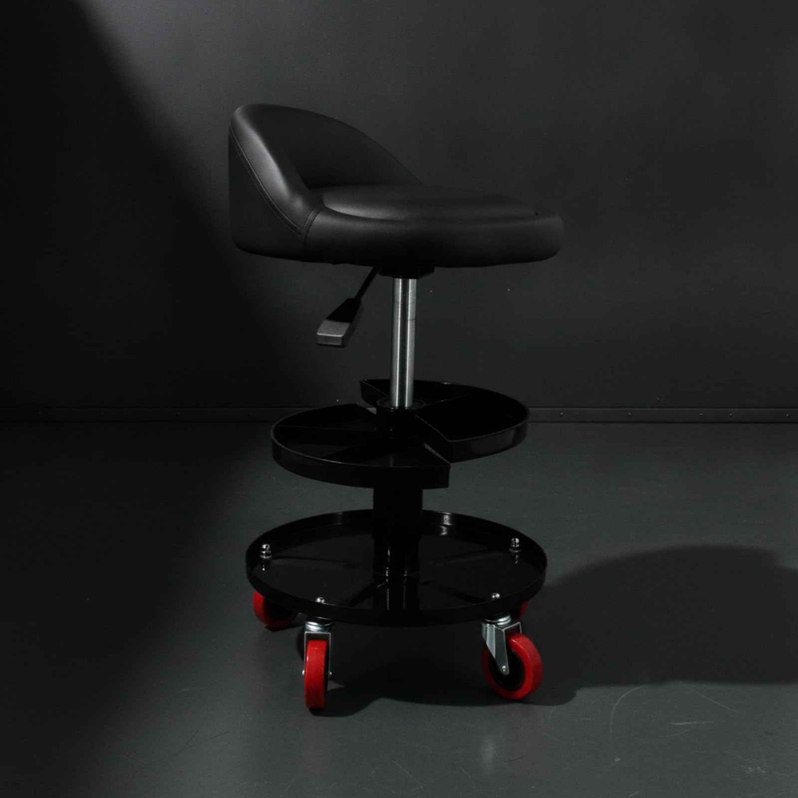 Taburete Taller con Banja Móvil Taburete con Ruedas Resistente Asiento Taller Respaldo para Garaje