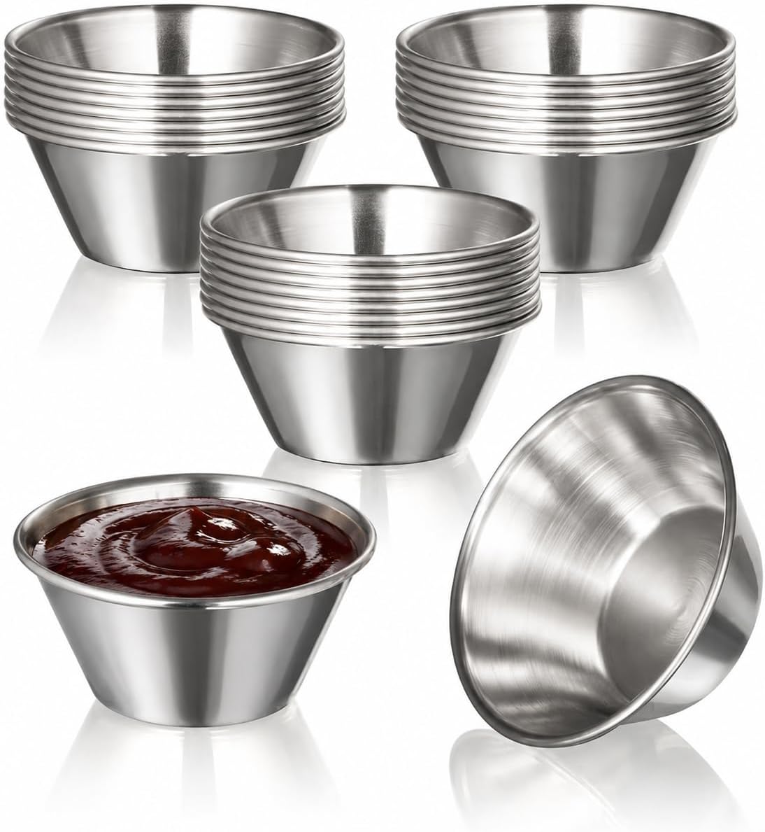 Stainless Steel Dipping Sauce Cups, 1.5 oz, Pack of 24