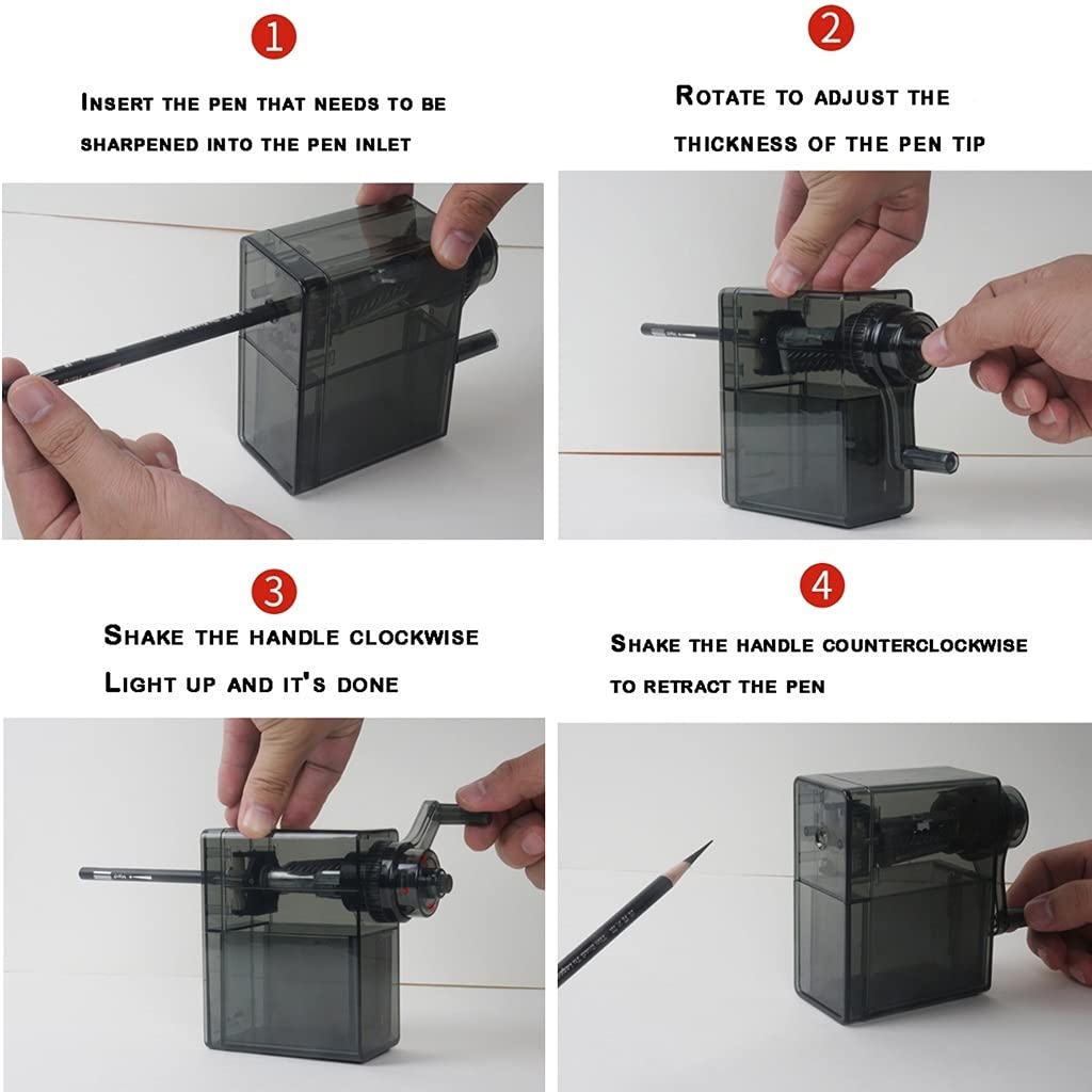 Taille-Crayon Soucoupe à Crayon Manuel Similaire Transparent Simple et avancé Durable,adapté au n°2 Crayon Meilleur Cadeau Artiste School Pencil Sharpener (Color : Black)