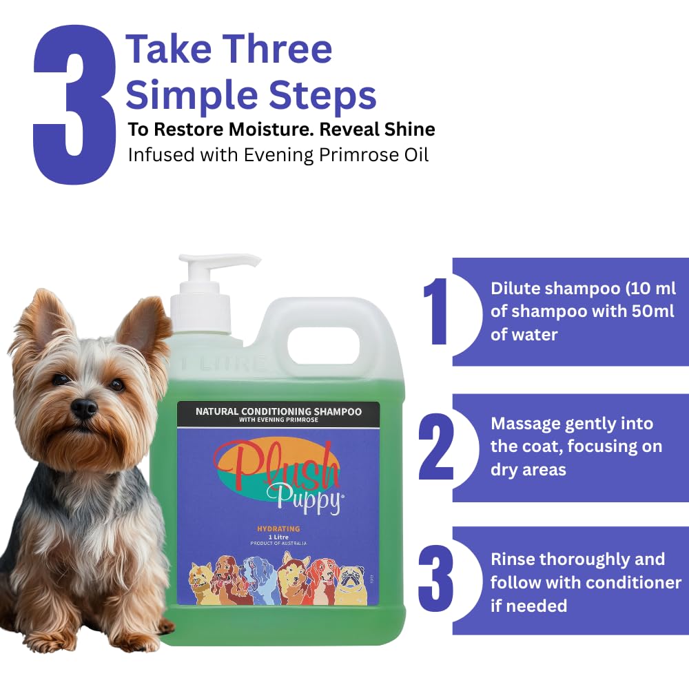 PLUSH PUPPY Dog Shampoo for Long Coat, Pet Shampoo for Dry Coat, Excellent Softening and Conditioning for Dogs, for All Breeds with Dehydrated Coats, for Shih-tzu. (1 Litre) 3