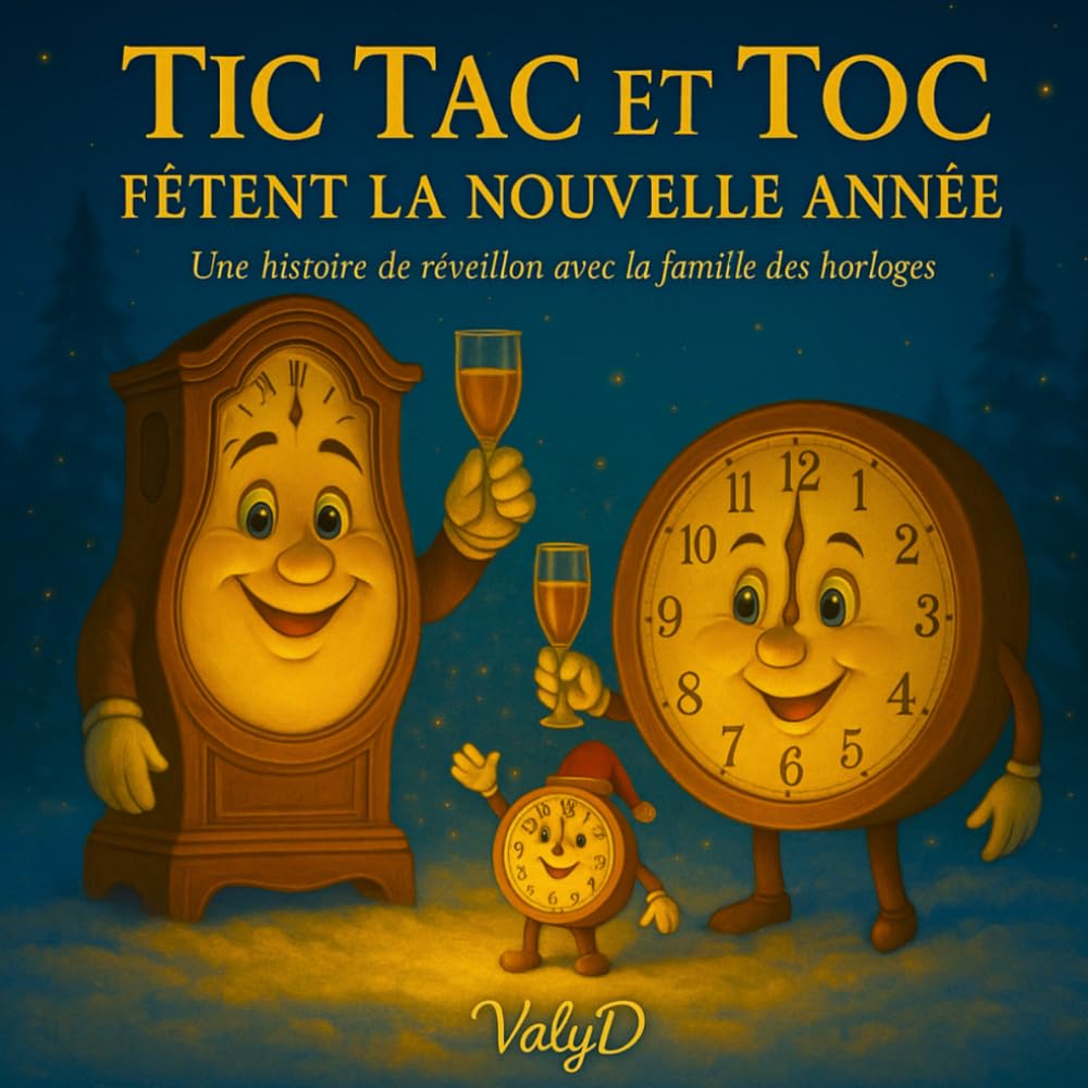 Tic Tac et Toc fêtent la nouvelle année - Une histoire de réveillon avec la famille des horloges: Cahier de coloriage Nouvel An enfants 3-6 ans – histoire à colorier avant minuit