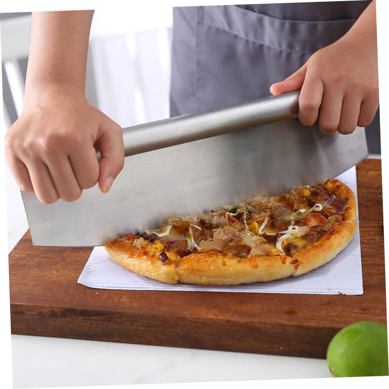 Housoutil 2pcs Pizza Cutter and Cream Cake Spatula Set Stainless Steel Pizza Cutting Tool with Pp Cover and Triangle Transferring Peel Kitchen Baking Utensils for Home Use