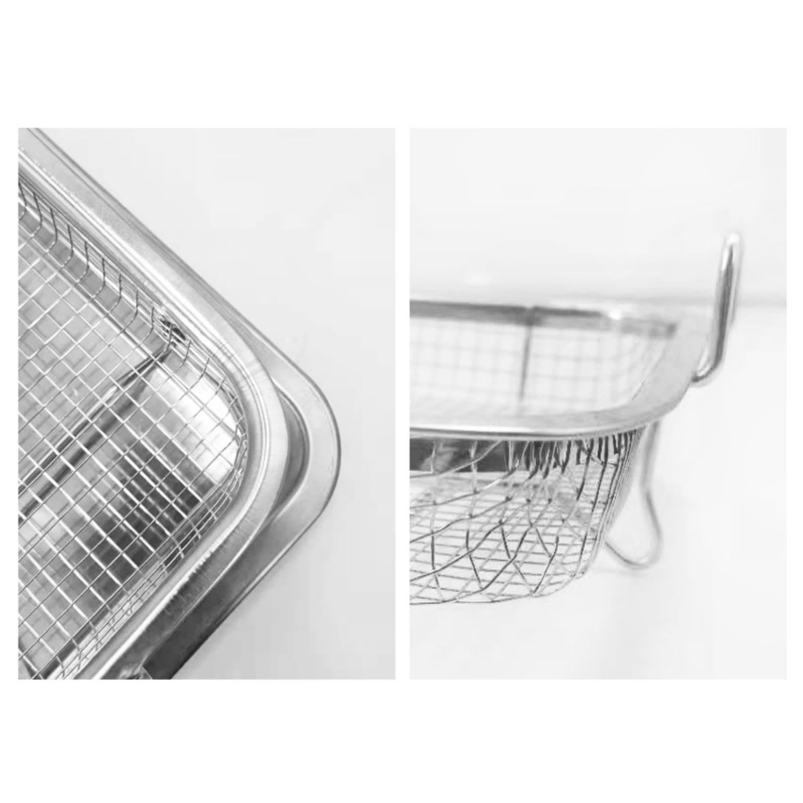 MERISHOPP™ 2 Pieces Roasting Pan and Rack Set Pastry Plates for Vegetable Meat Grilling Silver 3