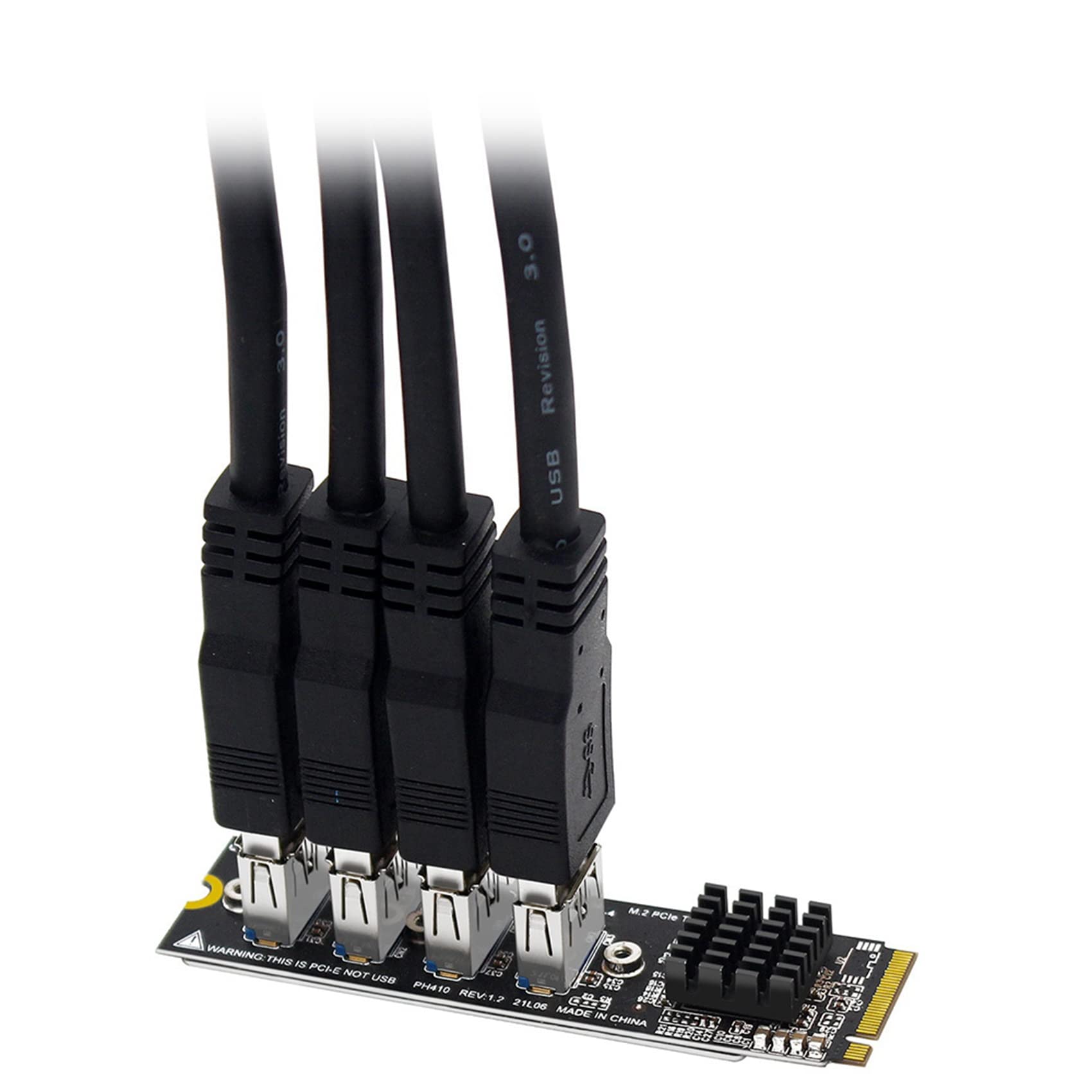 Lot de 3 cartes d'extension M.2 M-Key PCie M.2 vers Pci-E X1 4 ports USB 3.0 pour carte graphique ASM1184E M.2