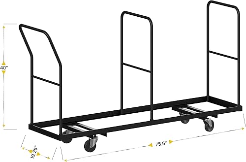 Vista 25 de Black Folding Table Dolly for Round Folding Tables or 4-6 FT. Rectangular Folding Tables