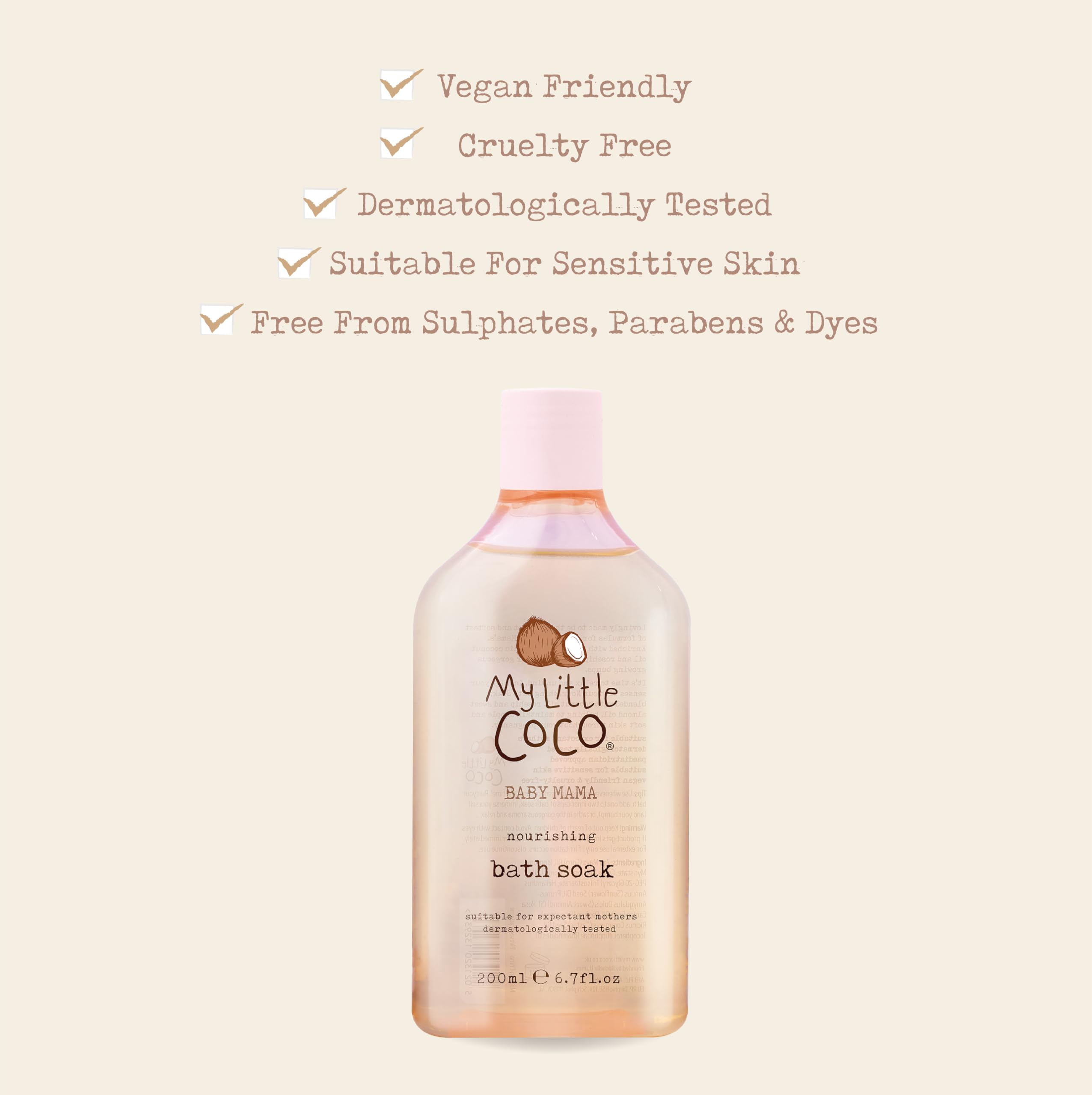 My Little Coco BABY MAMA Nourishing Bath Soak 200ml, White, Sheet Mask - Image 3