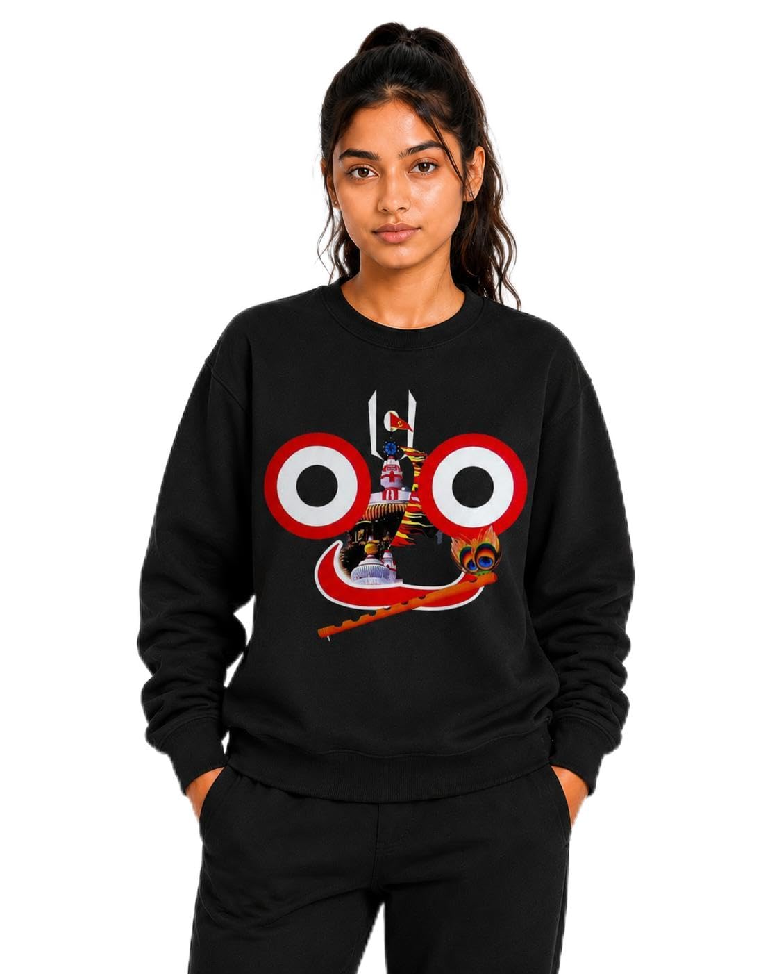 Lord Jagannath Printed Black Sweatshirt Unisex-image-18