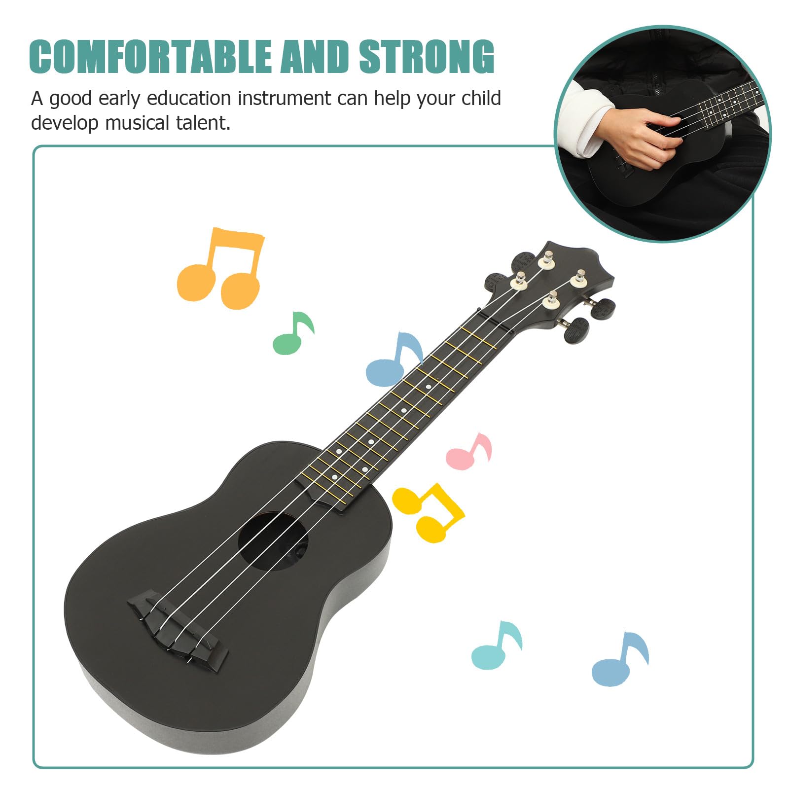 Ukelele para Principiantes Niños Guitarra Acústica de Madera Soprano 21 Pulgadas Instrumento Musical Fácil de Tocar y Resistente Desarrollo Infantil Color Aleatorio