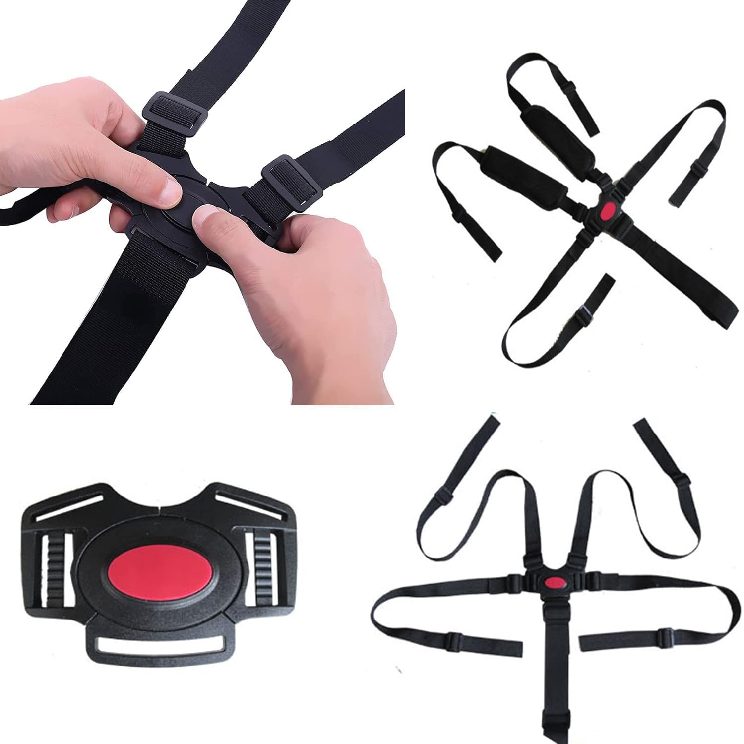 dcas Cinghia Di Sicurezza Regolabile Universale, Regolabile Cintura Di Sicurezza Per Bambini, Cinture Passeggino, Cintura Di Sicurezza Per Bambini a 5 Punti, Punti Bambini Imbracatura (Nero)