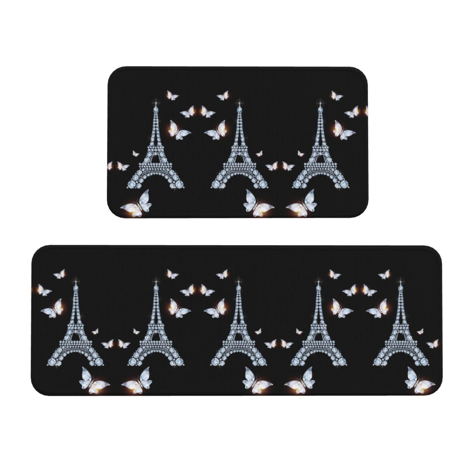 Tapis de cuisine antidérapant lot de 2 tapis imperméables design Tour Eiffel sol cuisine bureau