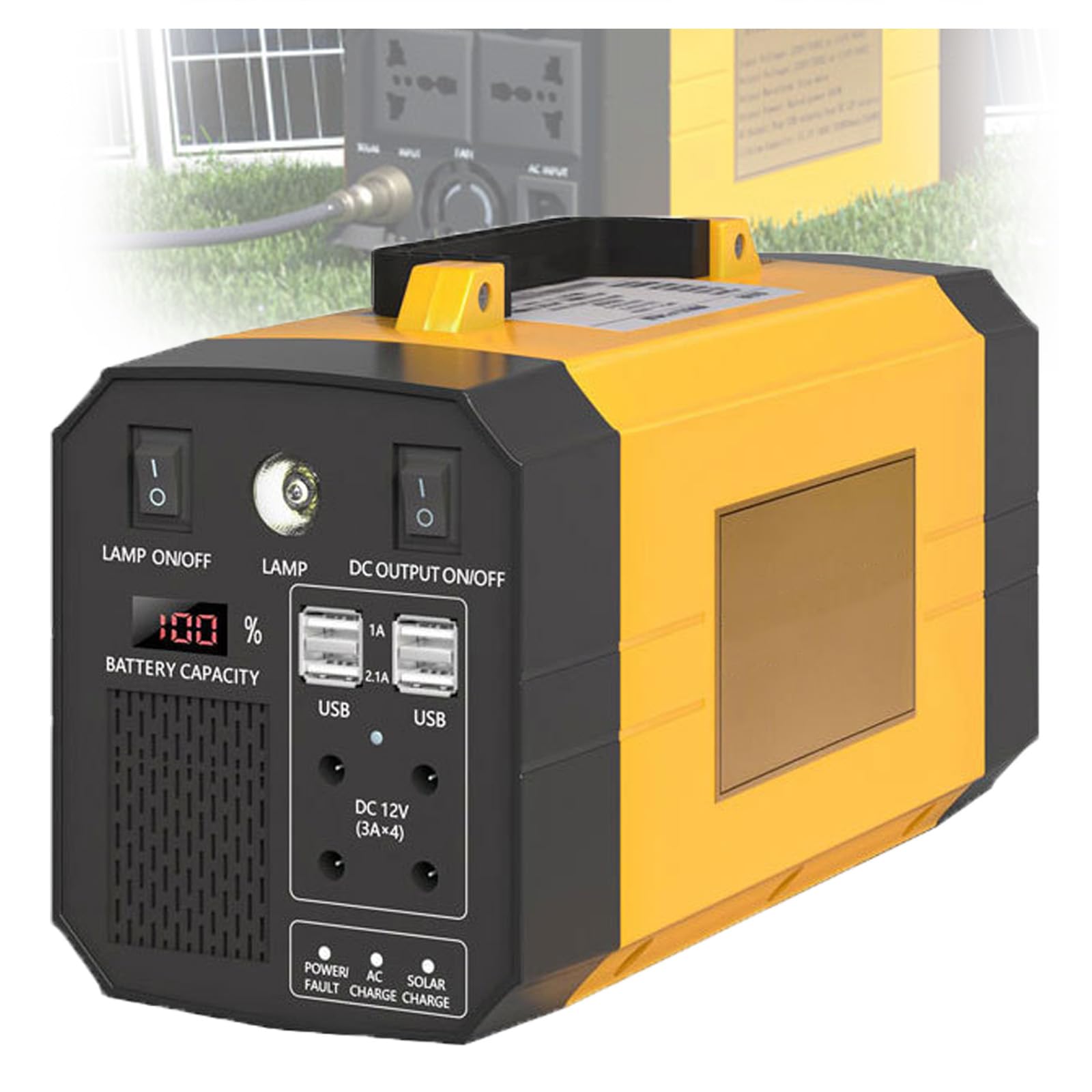 Estación de energía portátil, fuente de alimentación portátil de 300 W para exteriores, batería de litio, CA 110 V/60 Hz o 220 V/50 Hz, CC 12 V para camping y caravanas
