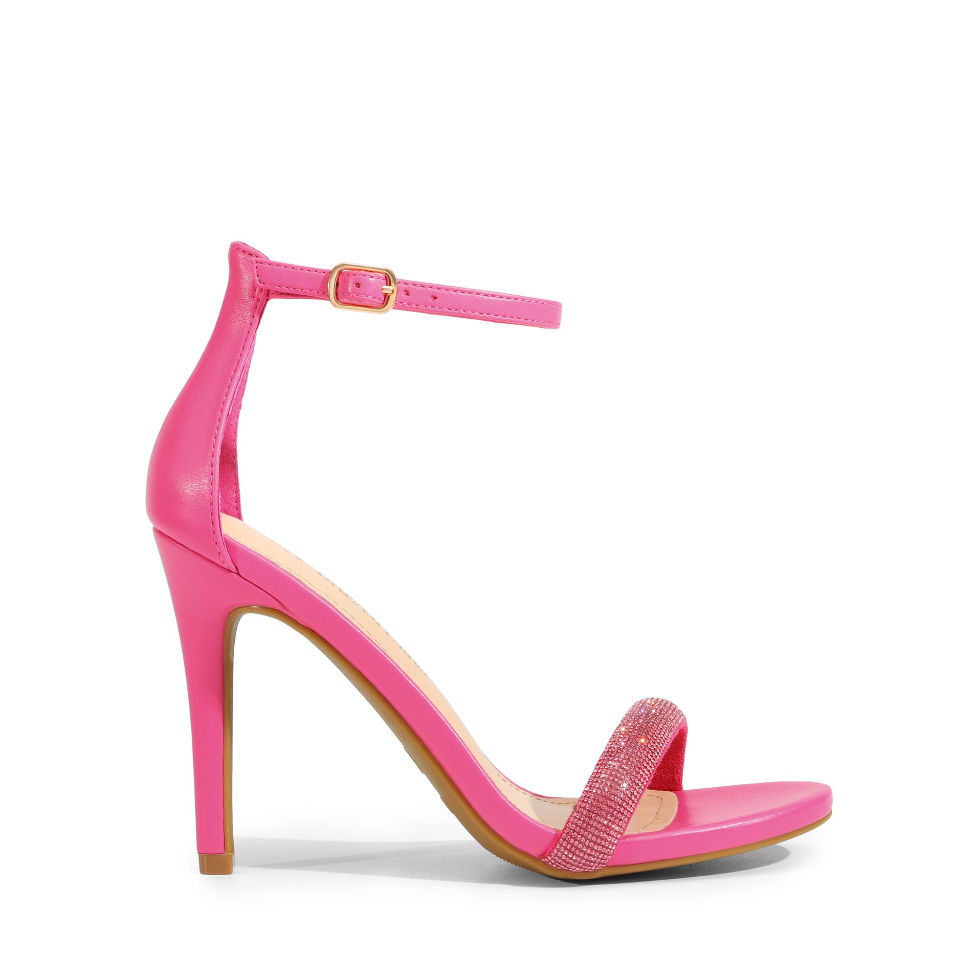 DREAM PAIRS Women's Open Toe High Heels Stiletto Heeled Sandals Sexy Dressy Shoes: 7.5 Hot Pink-rhinestone