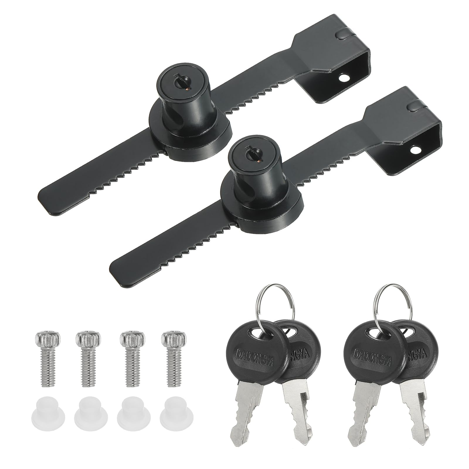PATIKIL Sliding Cabinet Lock, 2 Pcs Keyed Alike Glass Door Lock for 5-10mm Showcase, Black, Silver