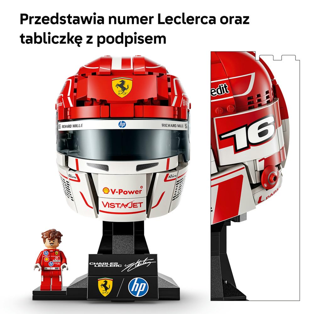 LEGO Editions Kask Charles Leclerc Scuderia Ferrari HP 43014 | Gadżet F1, zestaw klocków dla dzieci i nastolatków, prezent dla fana Formuły 1, dla chłopców i dziewczynek 14+, 886 elementów