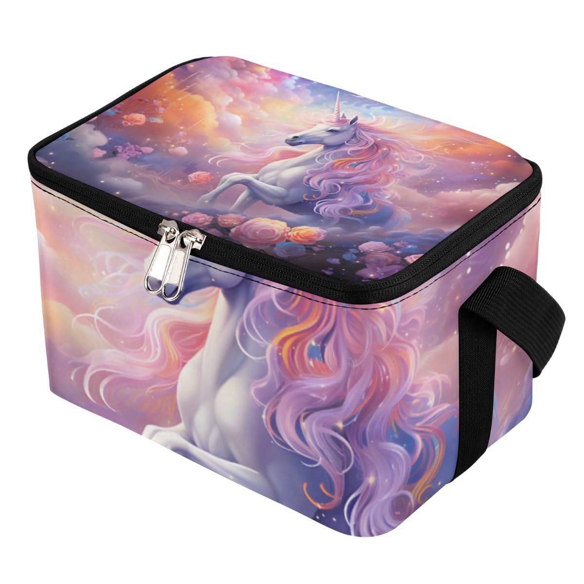 GzLeyigou Lunch Bags for Women Men 9 Cans,Nebula Unicorn Hot & Cold Food Delivery Bag Insulated Grocery Bag Insulated Lunch Box Unicorn Cooler Bag for Office Work Picnic Beach