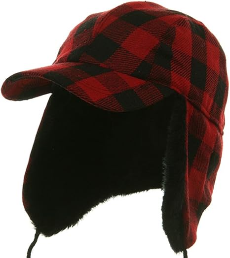Buffalo Plaid Hunter Cap - Red 2XL 3XL 