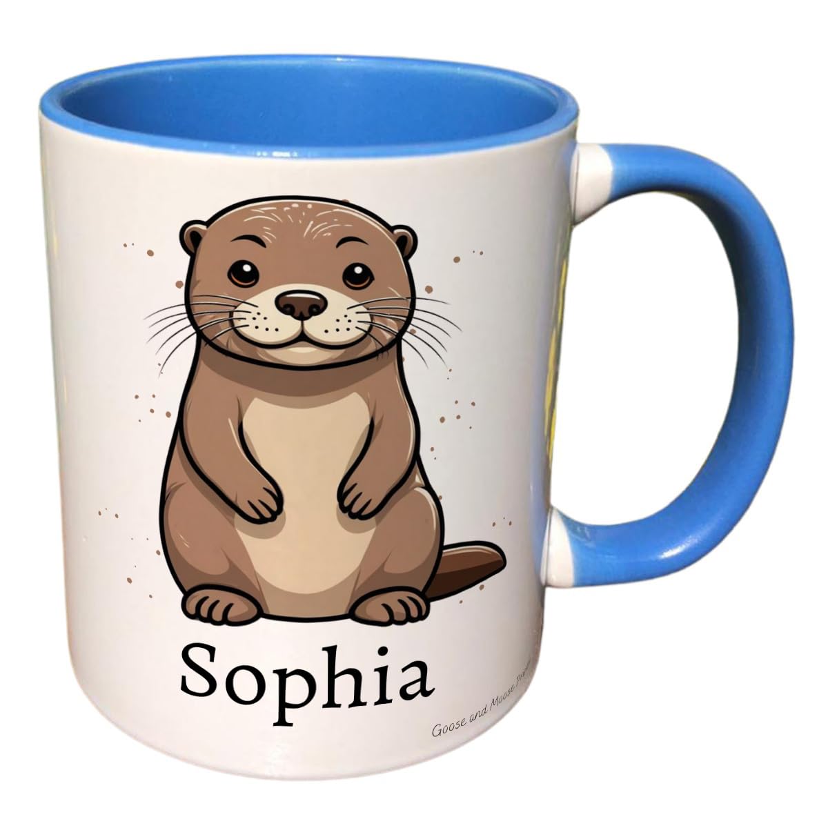 Personalised Otter Mug, Gift for Wildlife Spotter, Thank you Present for Otter Lover, Housewarming Coffee Cup, Country Kitchenware (Green)