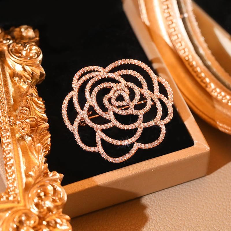 Flower Brooch for Women Rhinestone Flower Brooch Pins Floral Brooches Jewelry Gift for Mom Wife - Image 3