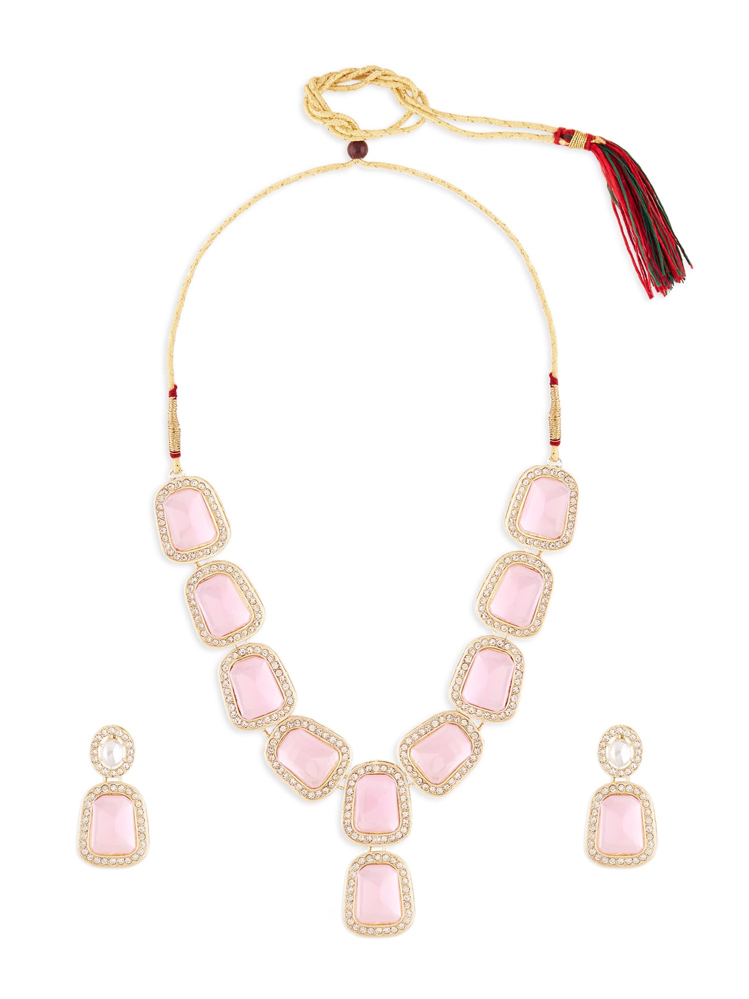 ZAVERI PEARLS Pink Stones Dazzling Austrian Diamonds Traditional Necklace & Earring Set For Women-ZPFK18003 (B0D2D3K53P) Amazon Price History, Amazon Price Tracker
