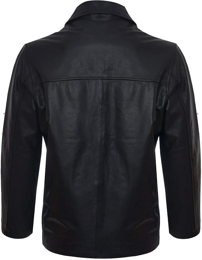 Men's Black 100% Leather Biker Jacket Vintage Retro Casual Zipped