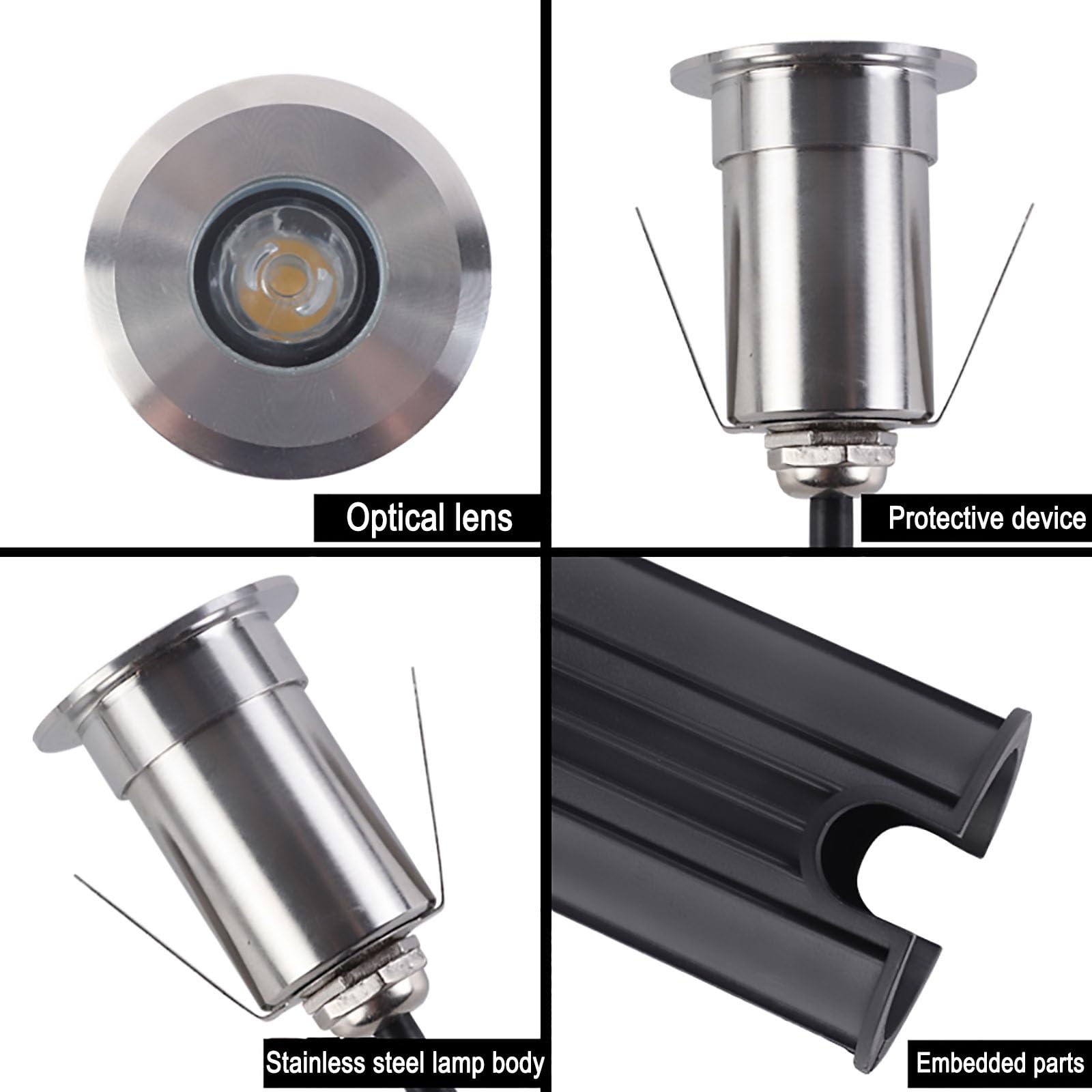 LED-Unterwasser-Landschaftsleuchte for den Außenbereich, vergrabene Lichter, wasserdichtes, rundes, tauchfähiges Niederspannungs-IP68-Einbaustrahler for dekorative Beleuchtung(White,DC12V)
