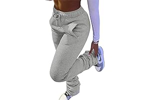 Womens Grey Stacked Sweatpants -- Ideal for Active Lifestyles